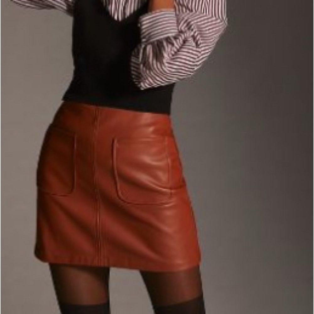 Maeve Faux Leather A-Line Mini Skirt